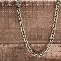 Dior Rose Gold Microcannage Patent Leather Lady Dior Croisiere Wallet On Chain
