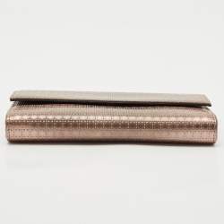Dior Rose Gold Microcannage Patent Leather Lady Dior Croisiere Wallet On Chain