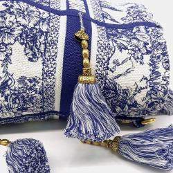 Dior Blue White Canvas D-BUBBLE Bucket Bag Small