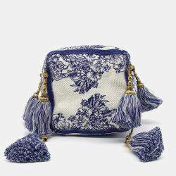Dior Blue White Canvas D-BUBBLE Bucket Bag Small