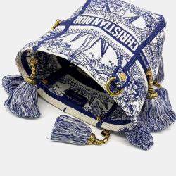 Dior Blue White Canvas D-BUBBLE Bucket Bag Small