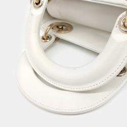 Dior White Leather Cannage Lady Bag Mini