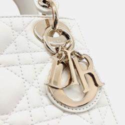 Dior White Leather Cannage Lady Bag Mini