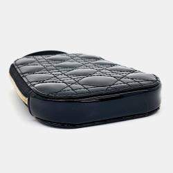 Dior Black Patent Leather Patent Phone Holder Crossbody Bag