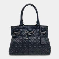 Dior Black Leather Cannage Shopper Bag