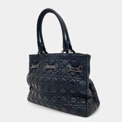 Dior Black Leather Cannage Shopper Bag