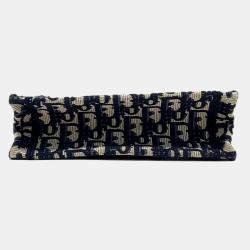 Dior Navy Blue Fabric Book Tote Mini Shoulder Strap Bag