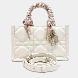 Dior Cream Leather Cannage Book Tote Bag Mini