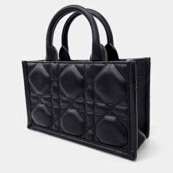 Dior Black Leather Cannage Book Tote Bag Mini