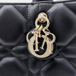 Dior Black Leather Cannage Book Tote Bag Mini