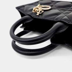 Dior Black Leather Cannage Book Tote Bag Mini