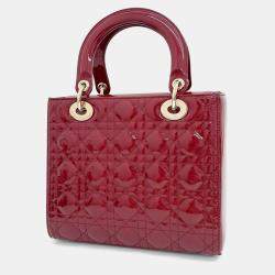 Dior Red Patent Leather Patent Lady Bag Medium