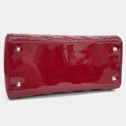 Dior Red Patent Leather Patent Lady Bag Medium