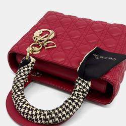 Dior Red Leather Cannage Lady Bag Medium