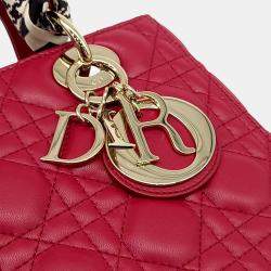 Dior Red Leather Cannage Lady Bag Medium