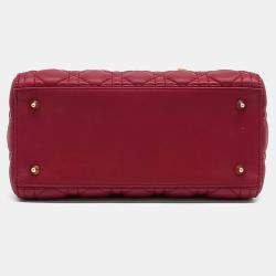 Dior Red Leather Cannage Lady Bag Medium