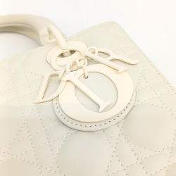 Dior White Leather Ultramatte Lady Bag Medium