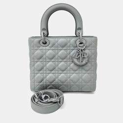 Dior Grey Leather Ultramatte Cannage Medium Lady Bag 