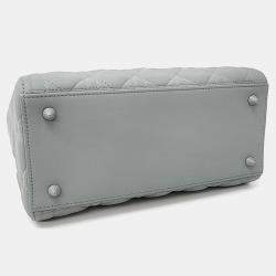 Dior Grey Leather Ultramatte Cannage Medium Lady Bag 