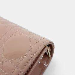 Dior Pink Patent Leather Cannage Chain Crossbody Bag