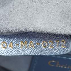Dior Metallic Blue Leather and Satin Embellished Mini Lady Dior Tote
