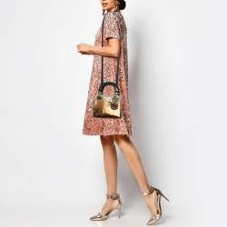 Dior Gold/Black Sequin and Satin Mini Lady Dior Tote
