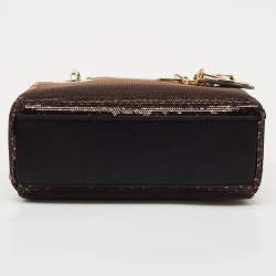 Dior Gold/Black Sequin and Satin Mini Lady Dior Tote