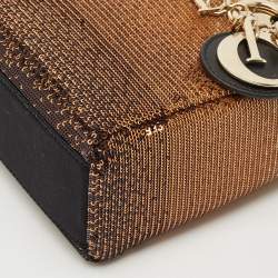 Dior Gold/Black Sequin and Satin Mini Lady Dior Tote
