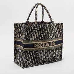 Dior Blue Oblique Embroidered Canvas Large Book Tote