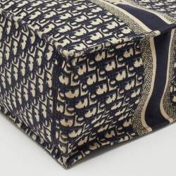 Dior Blue Oblique Embroidered Canvas Large Book Tote