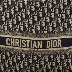 Dior Blue Oblique Embroidered Canvas Large Book Tote