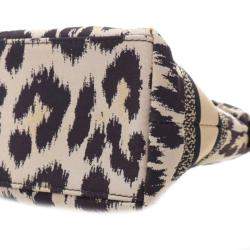 Dior Brown Mizza Small Canvas Embroidered Leopard DiorTravel Nomad Pouch
