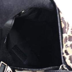 Dior Brown Mizza Small Canvas Embroidered Leopard DiorTravel Nomad Pouch