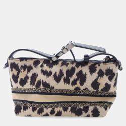 Dior Brown Mizza Small Canvas Embroidered Leopard DiorTravel Nomad Pouch