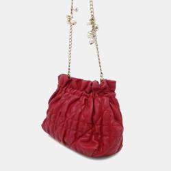 Dior Red Mini Lambskin Cannage Gaufre Delices Bag