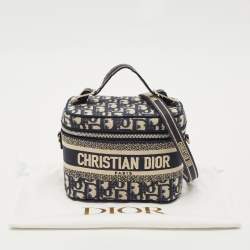 Dior Navy Blue Oblique Canvas Diortravel Vanity Case Bag