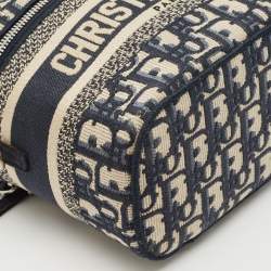 Dior Navy Blue Oblique Canvas Diortravel Vanity Case Bag