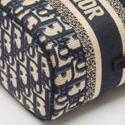 Dior Navy Blue Oblique Canvas Diortravel Vanity Case Bag