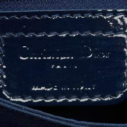 Dior Dark Blue Cannage Quilted Patent Leather New Lock Flap Bag