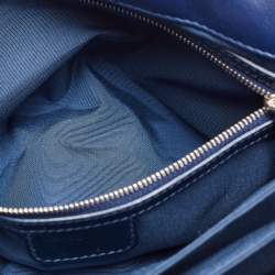 Dior Dark Blue Cannage Quilted Patent Leather New Lock Flap Bag