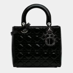 Dior Black Medium Patent Cannage Lady Dior