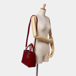 Dior Red Medium Patent Cannage Lady Dior