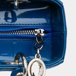 Dior Blue Medium Patent Cannage Lady Dior