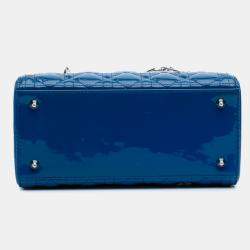 Dior Blue Medium Patent Cannage Lady Dior