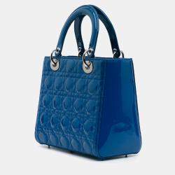 Dior Blue Medium Patent Cannage Lady Dior
