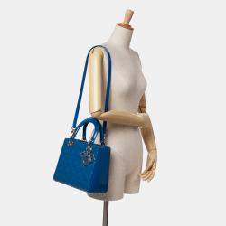 Dior Blue Medium Patent Cannage Lady Dior
