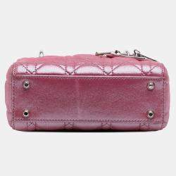 Dior Pink Mini Iridescent Lambskin Cannage Lady Dior