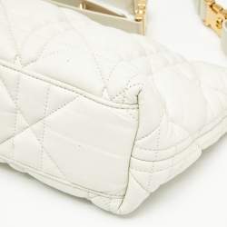 Dior Cream Macrocannage Leather Medium Nomad Shoulder Bag