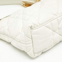 Dior Cream Macrocannage Leather Medium Nomad Shoulder Bag