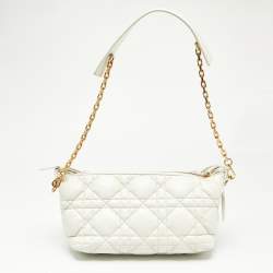 Dior Cream Macrocannage Leather Medium Nomad Shoulder Bag